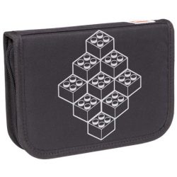 LEGO Tolltartó, klapnis, cipzáras, töltött, LEGO "Bricks", fekete-mintás LEGO Tolltartó, klapnis, cipzáras, töltött, LEGO "Bricks", fekete-mintás