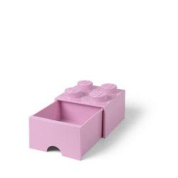 LEGO Tárolódoboz, fiókos, LEGO "Brick", rózsaszín