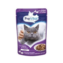 PREVITAL Macskaeledel, alutasakos, felnőtt macskáknak, 100 g, PREVITAL, nyúl és pulyka aszpikban PREVITAL Macskaeledel, alutasakos, felnőtt macskáknak, 100 g, PREVITAL, nyúl és pulyka aszpikban