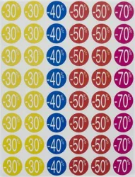 APLI Etikett, árengedmény, 24 mm, kör, színes, APLI, 240 etikett/csomag, -20-50%