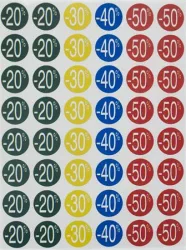APLI Etikett, árengedmény, 24 mm, kör, színes, APLI, 240 etikett/csomag, -30-70%