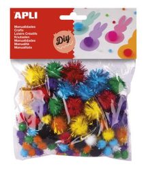 APLI Pom-pom, csillogó, APLI "Creative", vegyes színek APLI Pom-pom, csillogó, APLI "Creative", vegyes színek