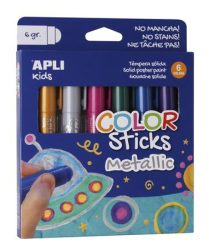 APLI Tempera kréta készlet, APLI Kids "Color Sticks Metallic", 6 különböző metál szín APLI Tempera kréta készlet, APLI Kids "Color Sticks Metallic", 6 különböző metál szín