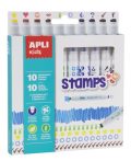 APLI Filctoll készlet, nyomda, APLI Kids "Markers Duo Stamps", 10 különböző szín és minta APLI Filctoll készlet, nyomda, APLI Kids "Markers Duo Stamps", 10 különböző szín és minta