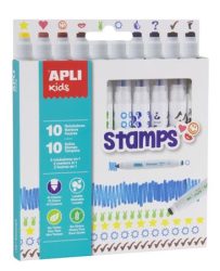 APLI Filctoll készlet, nyomda, APLI Kids "Markers Duo Stamps", 10 különböző szín és minta APLI Filctoll készlet, nyomda, APLI Kids "Markers Duo Stamps", 10 különböző szín és minta