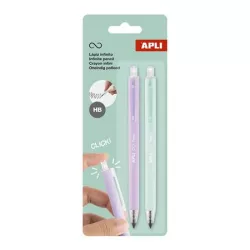 APLI Töltőceruza, HB, nyomógombos, APLI "Infinite Click", lila és zöld
