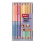 APLI Színes ceruza készlet, kétvégű, háromszögletű, APLI "Pastel Duo", 24 különböző pasztel szín APLI Színes ceruza készlet, kétvégű, háromszögletű, APLI "Pastel Duo", 24 különböző pasztel szín