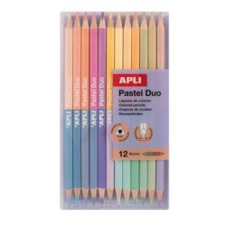 APLI Színes ceruza készlet, kétvégű, háromszögletű, APLI "Pastel Duo", 24 különböző pasztel  szín