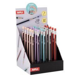 APLI Töltőceruza display, mechanikus, 2 mm, hegyezővel, ceruzahatású, APLI, vegyes színekben, 25 db APLI Töltőceruza display, mechanikus, 2 mm, hegyezővel, ceruzahatású, APLI, vegyes színekben, 25 db