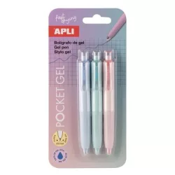 APLI Mini zseléstoll, 0,5 mm, nyomógombos, APLI "Pocket Gel", vegyes pasztell színek