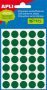   APLI Etikett, 13 mm kör, kézzel írható, színes, APLI, zöld 175 etikett/csomag