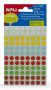   APLI Etikett, 8 mm, kör, kézzel írható, színes, APLI, vegyes színek, 288 etikett/csomag