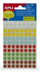   APLI Etikett, 8 mm, kör, kézzel írható, színes, APLI, vegyes színek, 288 etikett/csomag
