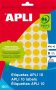   APLI Etikett, 10 mm kör, kézzel írható, színes, APLI, sárga, 1008 etikett/csomag