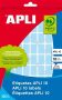   APLI Etikett, 25x40 mm, kézzel írható, színes, kerekített sarkú, APLI, zöld, 128 etikett/csomag