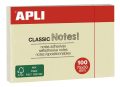   APLI Öntapadó jegyzettömb, 50x75 mm, 100 lap, APLI "Classic", sárga