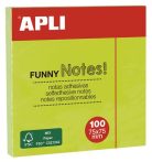 APLI Öntapadó jegyzettömb, 75x75 mm, 100 lap, APLI "Funny", neon zöld APLI Öntapadó jegyzettömb, 75x75 mm, 100 lap, APLI "Funny", neon zöld
