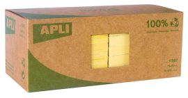 APLI Öntapadó jegyzettömb, 75x75 mm, 100 lap, újrahasznosított, APLI "Classic", sárga