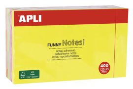 APLI Öntapadó jegyzettömb, 125x75 mm, 400 lap, APLI "Funny", neon