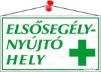 . Információs tábla, 22,5x12,5 cm, "Elsősegélynyújtó hely" . Információs tábla, 22,5x12,5 cm, "Elsősegélynyújtó hely"
