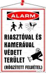 . Információs tábla, 35x25 cm, "Riasztóval és kamerával védett terület" . Információs tábla, 35x25 cm, "Riasztóval és kamerával védett terület"