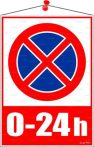 . Információs tábla, 35x25 cm, 0-24h megállni tilos piktogram . Információs tábla, 35x25 cm, 0-24h megállni tilos piktogram