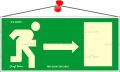   . Információs tábla, 25x11,5 cm, fluoreszkáló, utánvilágítós, "Menekülési irány jobbra"