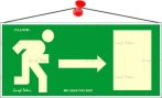 . Információs tábla, 25x11,5 cm, fluoreszkáló, utánvilágítós, "Menekülési irány jobbra" . Információs tábla, 25x11,5 cm, fluoreszkáló, utánvilágítós, "Menekülési irány jobbra"