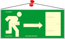 . Információs tábla, 25x11,5 cm, fluoreszkáló, utánvilágítós, "Menekülési irány jobbra" . Információs tábla, 25x11,5 cm, fluoreszkáló, utánvilágítós, "Menekülési irány jobbra"