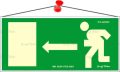   . Információs tábla, 25x11,5 cm, fluoreszkáló, utánvilágítós, "Menekülési irány balra"