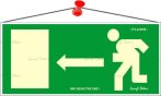 . Információs tábla, 25x11,5 cm, fluoreszkáló, utánvilágítós, "Menekülési irány balra" . Információs tábla, 25x11,5 cm, fluoreszkáló, utánvilágítós, "Menekülési irány balra"