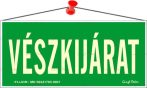 . Információs tábla, 25x11,5 cm, fluoreszkáló, utánvilágítós, "Vészkijárat" . Információs tábla, 25x11,5 cm, fluoreszkáló, utánvilágítós, "Vészkijárat"