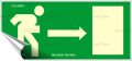   . Információs matrica, 25x11,5 cm, fluoreszkáló, utánvilágítós, "Menekülési irány jobbra"