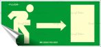 . Információs matrica, 25x11,5 cm, fluoreszkáló, utánvilágítós, "Menekülési irány jobbra" . Információs matrica, 25x11,5 cm, fluoreszkáló, utánvilágítós, "Menekülési irány jobbra"