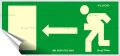   . Információs matrica, 25x11,5 cm, fluoreszkáló, utánvilágítós, "Menekülési irány balra"