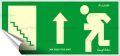   . Információs matrica, 25x11,5 cm, fluoreszkáló, utánvilágítós, "Menekülési irány fel, lépcső balra"