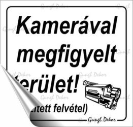 . Információs matrica, 8,7x8,3 cm, "Kamerával megfigyelt terület"