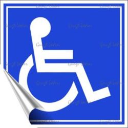 . Információs matrica, 10x10 cm, rokkant piktogram . Információs matrica, 10x10 cm, rokkant piktogram