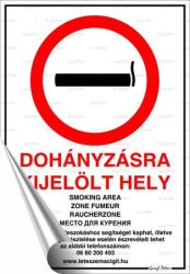 . Információs matrica, 21x30 cm, "Dohányzásra kijelölt hely" . Információs matrica, 21x30 cm, "Dohányzásra kijelölt hely"