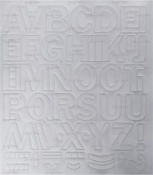 . Öntapadós matrica, 3 cm-es, betűlap, fehér . Öntapadós matrica, 3 cm-es, betűlap, fehér