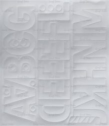 . Öntapadós matrica, 5 cm-es, betűlap, ABC első fele, fehér . Öntapadós matrica, 5 cm-es, betűlap, ABC első fele, fehér