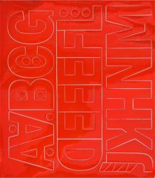 . Öntapadós matrica, 5 cm-es, betűlap, ABC első fele, piros . Öntapadós matrica, 5 cm-es, betűlap, ABC első fele, piros