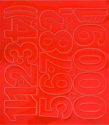 . Öntapadós matrica, 5 cm-es, számlap, piros . Öntapadós matrica, 5 cm-es, számlap, piros