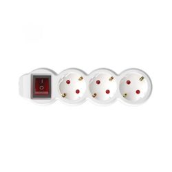 HOME Elosztósor, 3 csatlakozóaljzat, 1,5 m kábelhosszúság, kapcsolóval, HOME, fehér HOME Elosztósor, 3 csatlakozóaljzat, 1,5 m kábelhosszúság, kapcsolóval, HOME, fehér