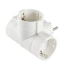 HOME T elosztó, fekvő, 3 földelt aljzat, HOME, fehér HOME T elosztó, fekvő, 3 földelt aljzat, HOME, fehér