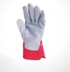 . Rakodókesztyű, marhahasítékbőr, 11-es méret, szürke/piros