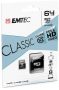   EMTEC Memóriakártya, microSDXC, 64GB, CL10, 20/12 MB/s, adapter, EMTEC "Classic"