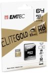   EMTEC Memóriakártya, microSDXC, 64GB, UHS-I/U1, 85/20 MB/s, adapter, EMTEC "Elite Gold"