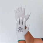   . Védőkesztyű, karbonszálas, PU ujjbegy mártott, M méret, fehér-szürke