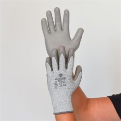 . Védőkesztyű, HPPE, tenyerén PU mártott, vágásbiztos, XL méret, szürke . Védőkesztyű, HPPE, tenyerén PU mártott, vágásbiztos, XL méret, szürke